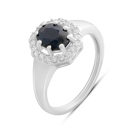 Sterling silver ring with sapphire 2.093ct, phianites