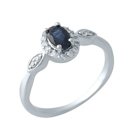 Silver ring with a sapphire
