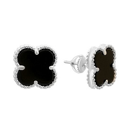 Silver earrings with onyx