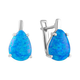 Silver earrings with a 2.55-carat opal