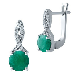 Срібні сережки зі смарагдом 1,855 карата