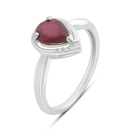 Серебряное кольцо с рубином 1.513ct, фианитами