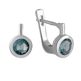 Срібні сережки з топазом «Лондон Блю» 1,267 карата