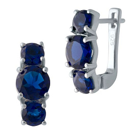 Silver earrings with nano 3.445ct sapphire