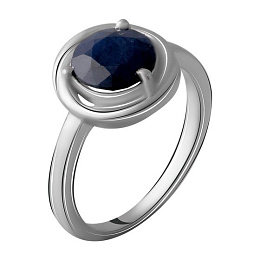 Silver ring with sapphire 2.433ct