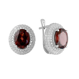 Silver earrings with garnet nano