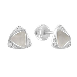 Серебряные серьги с перламутром, фианитами