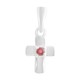 Silver cross with ruby 0.055ct