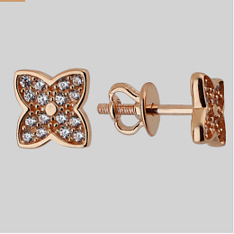 Золотые серьги с фианитами 0.32ct