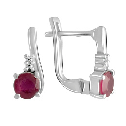 Срібні сережки з рубіном 1.544ct