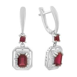 Серебряные серьги с рубином 1.717ct