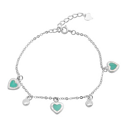 Срібний браслет з фіанітами, емаллю