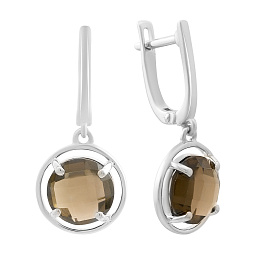 Silver earrings with smoky quartz 6.525ct