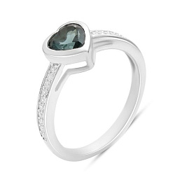 Серебряное кольцо с топазом Лондон Блю 0.908ct, фианитами