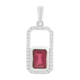 Серебряная подвеска с рубином 1.736ct, фианитами