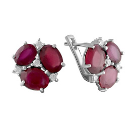 Срібні сережки з рубіном