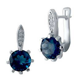Silver earrings with topaz London Blue 3.179ct