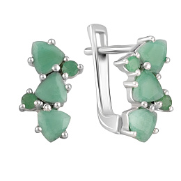 Срібні сережки зі смарагдом 1,28 карата
