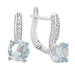 Silver earrings with 2.482 ct of topaz and cubic zirconia