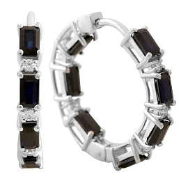 Silver earrings with 6.112ct sapphire and cubic zirconia