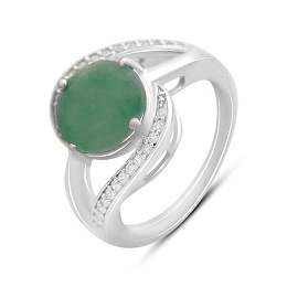 Silver earrings with emerald, fianites