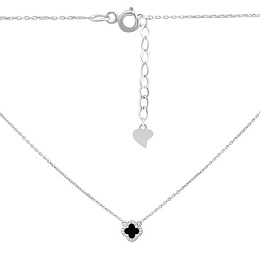 Срібне кольє з оніксом, фіанітами