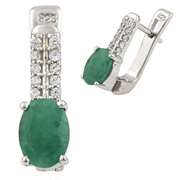 Срібні сережки зі смарагдом 1,767 карата