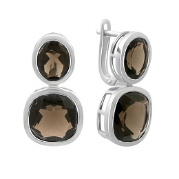 Серебряные серьги с раухтопазом (дымчатым кварцем) 15.475ct