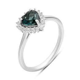 Серебряное кольцо с топазом Лондон Блю 0.949ct, фианитами