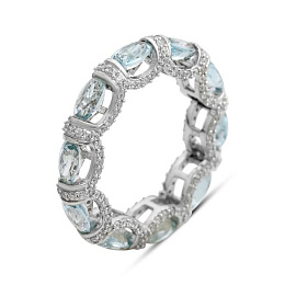 Silver ring with topaz 6.787ct, cubic zirconia