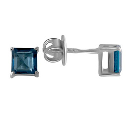 Серебряные серьги с топазом Лондон Блю 1.204ct