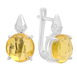 Silver earrings with a 7.05 ct nano citrine and cubic zirconia