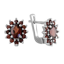 Серебряные серьги с гранатом 2.925ct
