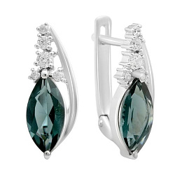 Silver earrings with a 3.352ct London Blue topaz and cubic zirconia