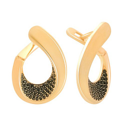 Gold Earrings with 1.2ct Rhinestones