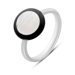 Silver ring with onyx, mother-of-pearl