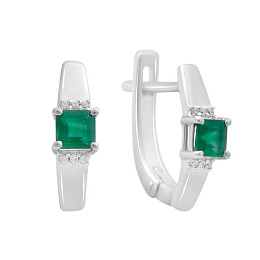 Silver earrings with 0.738 ct agate and cubic zirconia