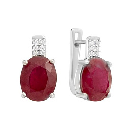 Silver earrings with a 7.507-carat ruby