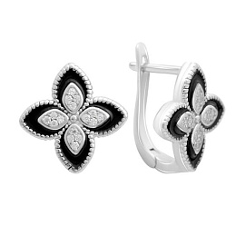 Silver earrings with yemallu, fianites