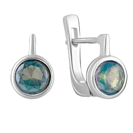 Silver earrings with a 1.583-carat mystic topaz