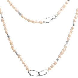 Silver necklace with baroque pearls