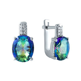 Silver earrings with a 3.817-carat mystic topaz