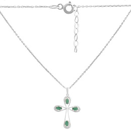 Silver necklace with emerald 0.879ct