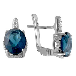 Silver earrings with London Blue topaz (3.625 ct)