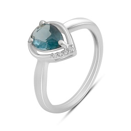 Silver ring with a 0.844-carat London Blue topaz and cubic zirconia