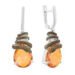 Silver earrings with gold quartz 12.913ct