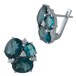 Серебряные серьги с топазом Лондон Блю 4.92ct