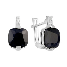 Silver earrings with sapphire and cubic zirconia