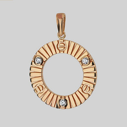 Gold pendant with 0.09ct cubic zirconia
