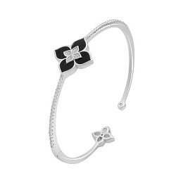 Silver bracelet with onyx, fianites